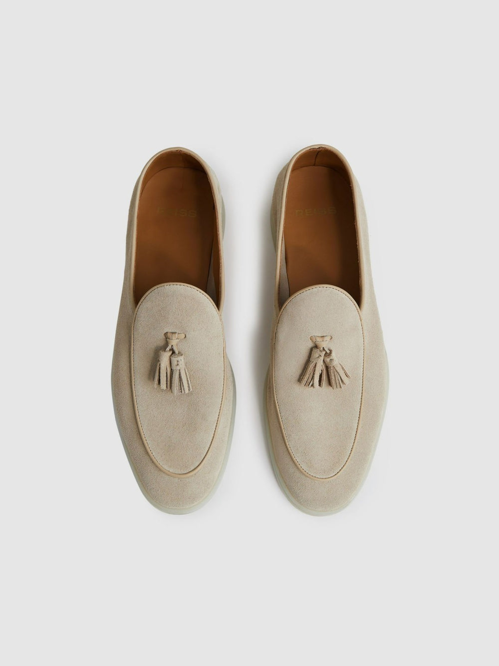 Reiss | Suede Tassel Loafers in Light Stone