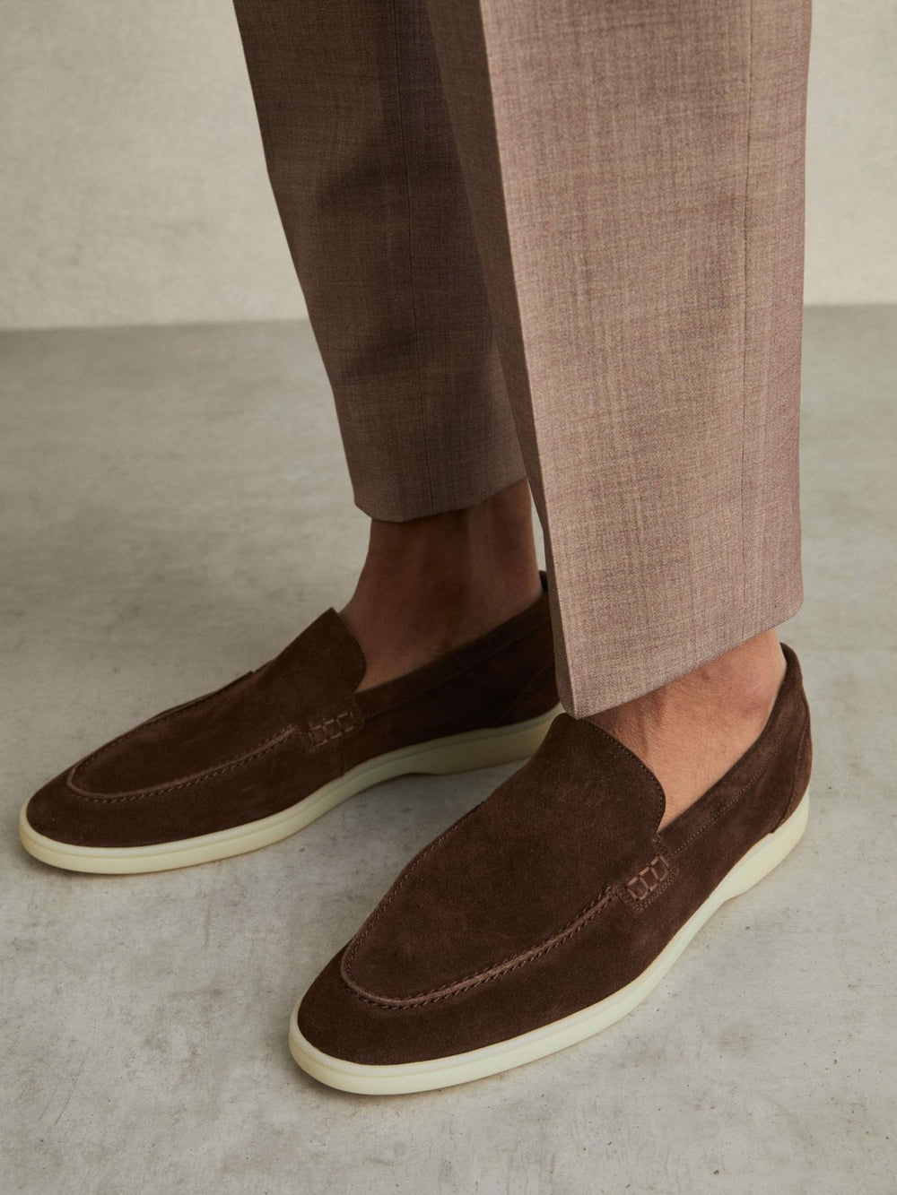 Reiss | Suede Slip-On Loafers in Chocolate Brown