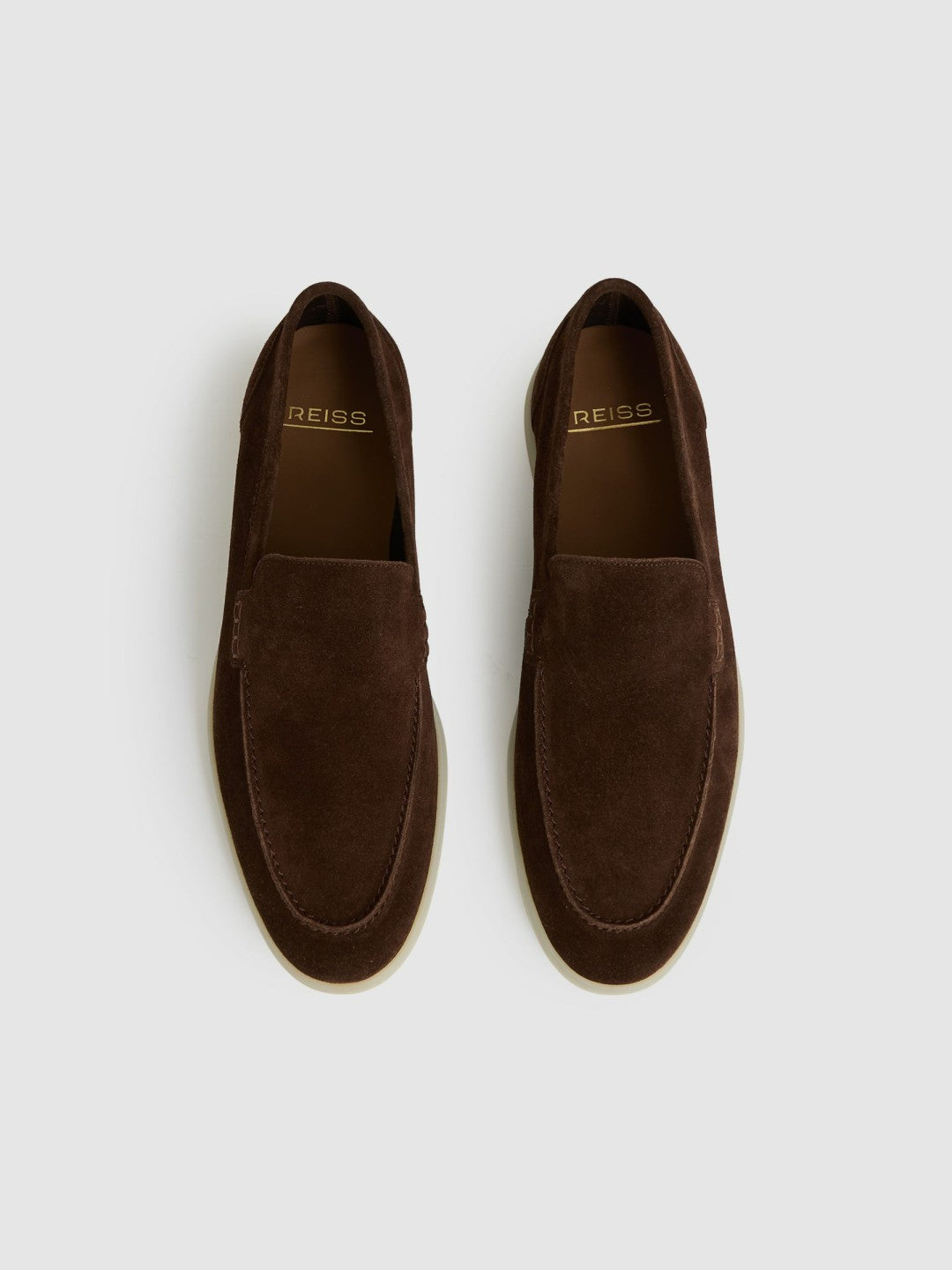 Reiss | Suede Slip-On Loafers in Chocolate Brown