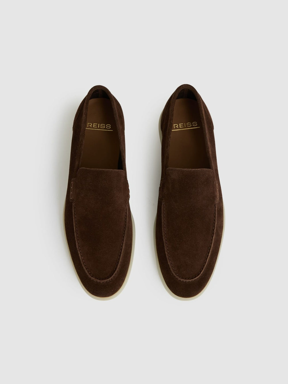 Reiss | Suede Slip-On Loafers in Chocolate Brown