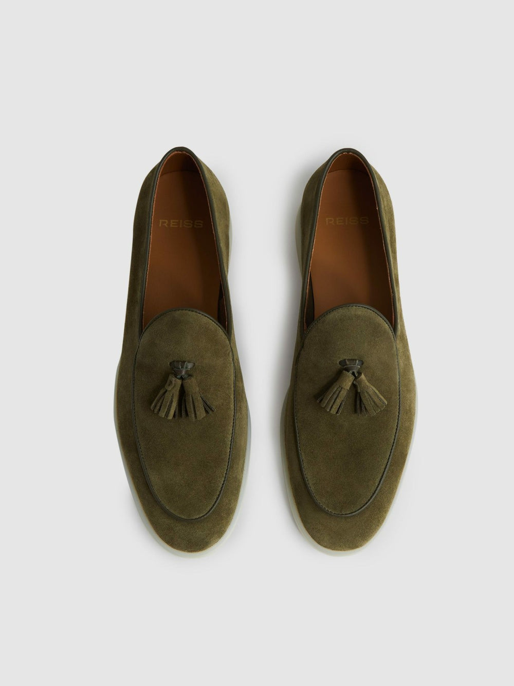 Reiss | Suede Tassel Loafers in Moss Green