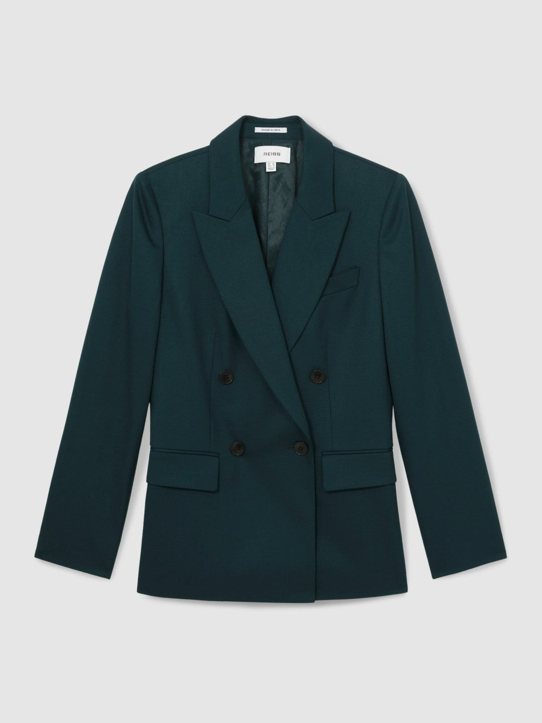 Reiss | Wool-Blend Double-Breasted Suit Blazer in Green