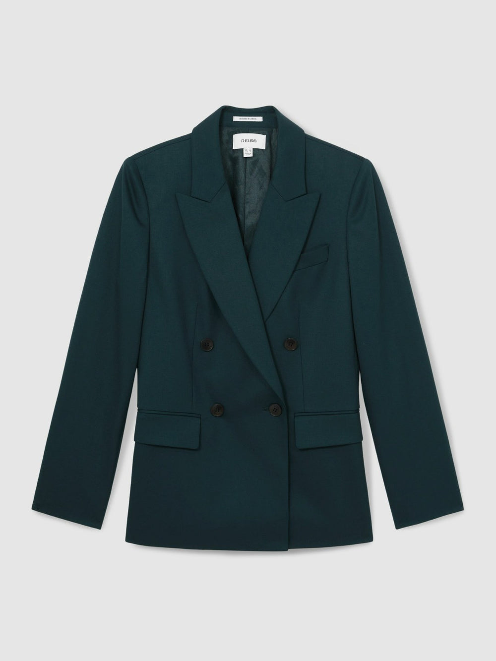 Reiss | Wool-Blend Double-Breasted Suit Blazer in Green
