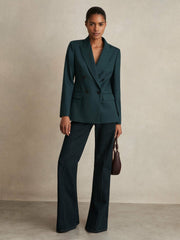 Reiss | Wool-Blend Double-Breasted Suit Blazer in Green