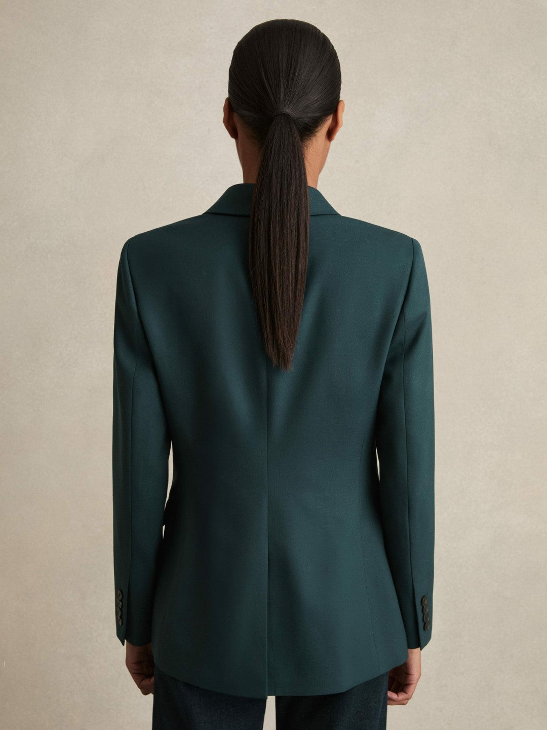 Reiss | Wool-Blend Double-Breasted Suit Blazer in Green