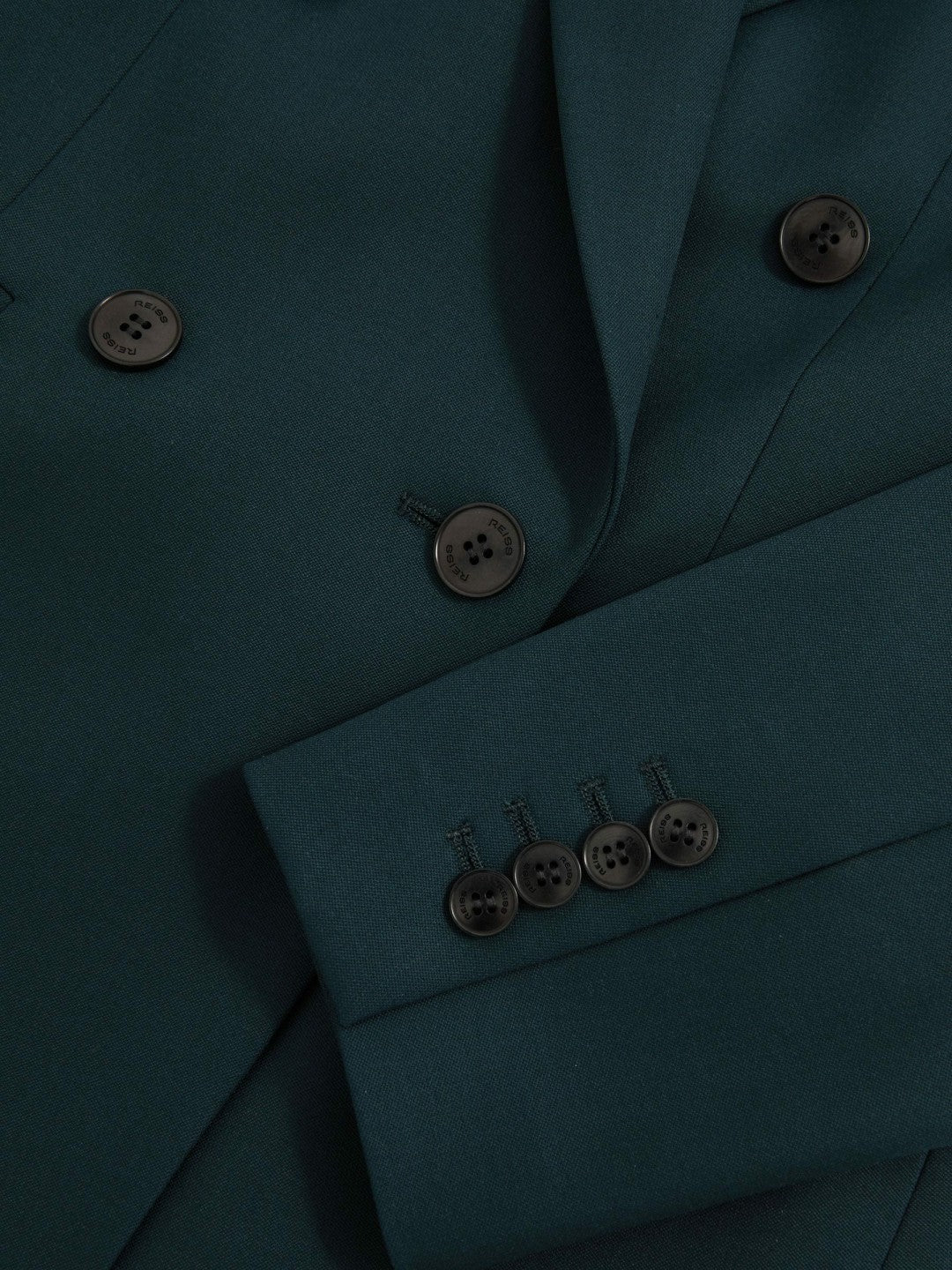 Reiss | Wool-Blend Double-Breasted Suit Blazer in Green