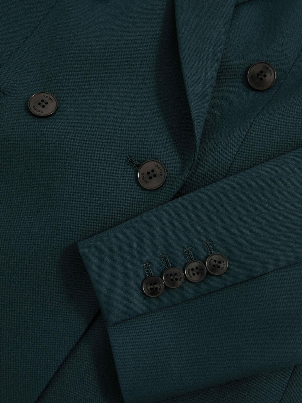 Reiss | Wool-Blend Double-Breasted Suit Blazer in Green
