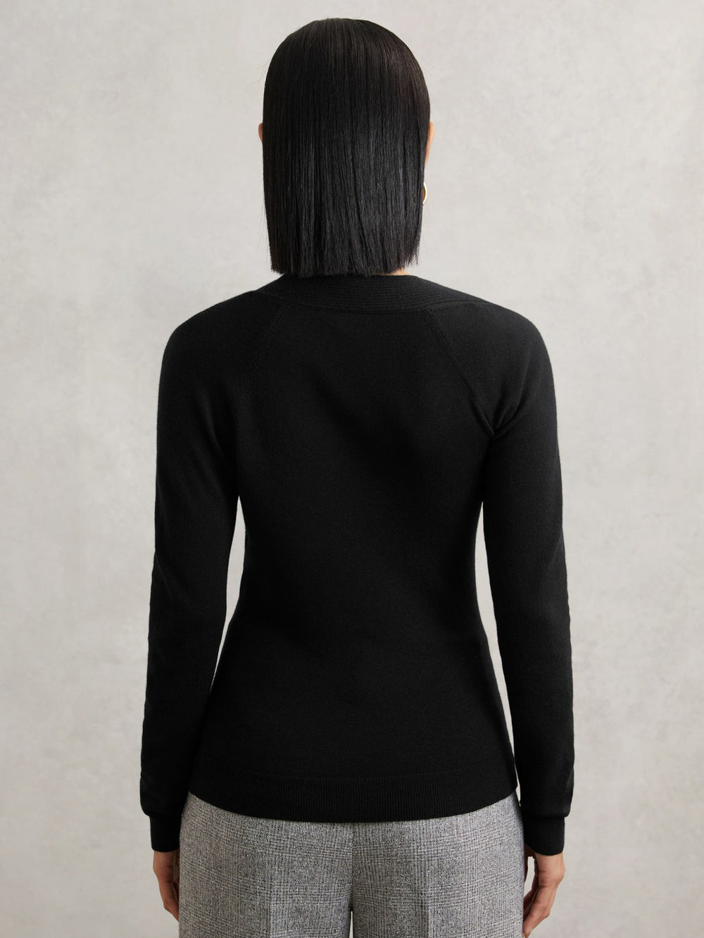 Reiss | Wool-Blend Asymmetric Knit Top in Black