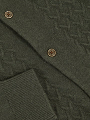 Reiss | 13-14 yrs Wool V-Stitch Button-Through Cardigan in Forest Green