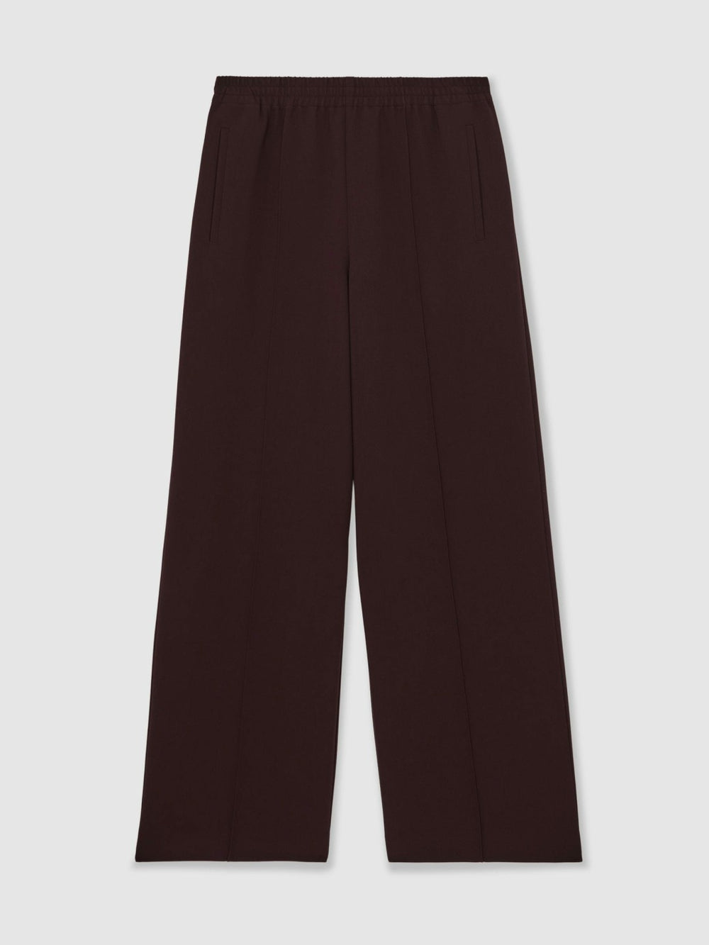 Reiss | Petite Wide Leg Elasticated Waist Trousers in Burgundy