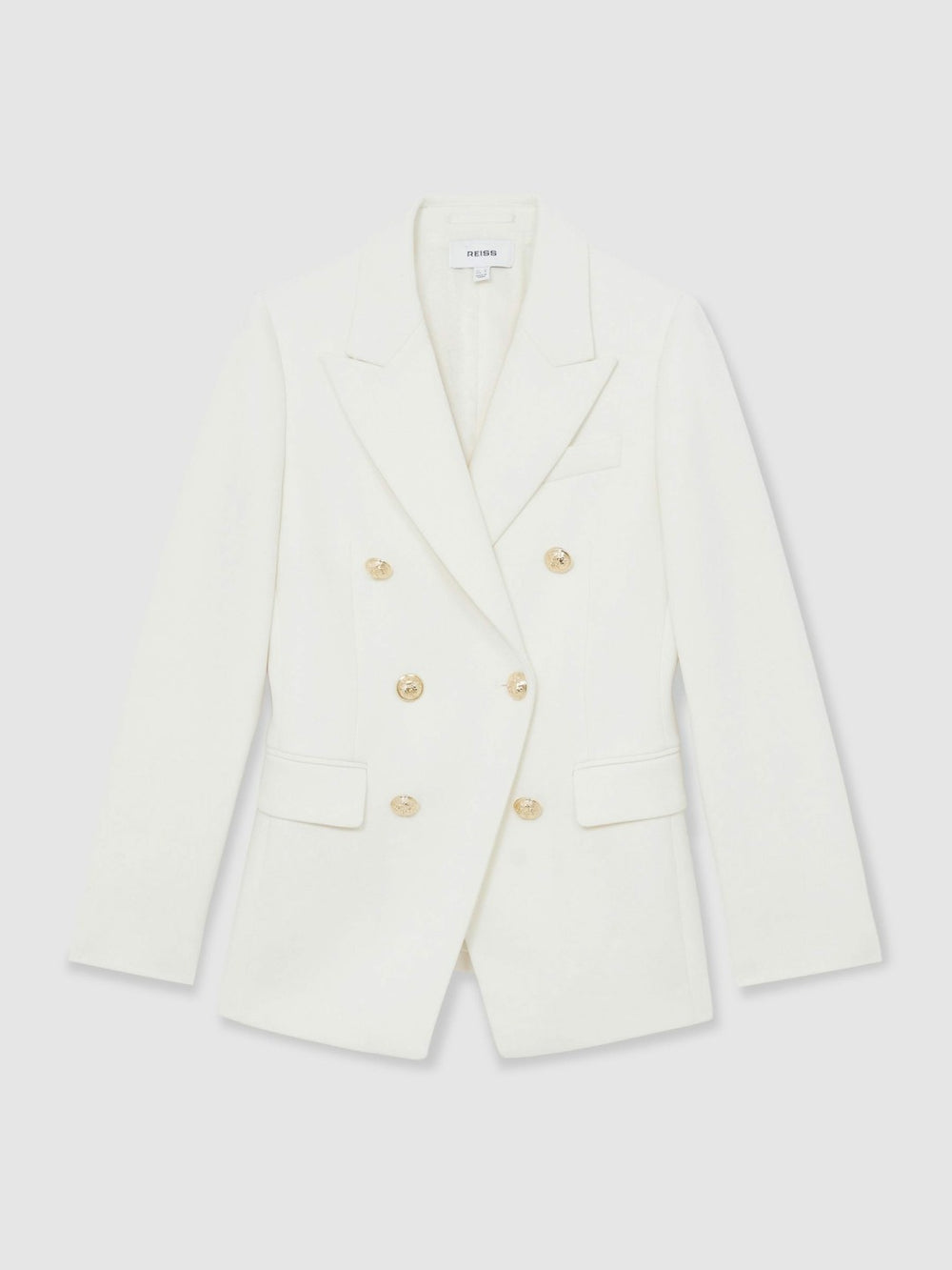 Reiss | Petite Double-Breasted Twill Suit Blazer With Wool in White