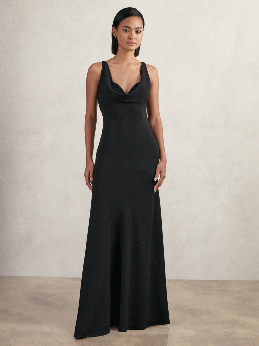 Reiss | Cowl-Neck Sleeveless Maxi Dress in Black