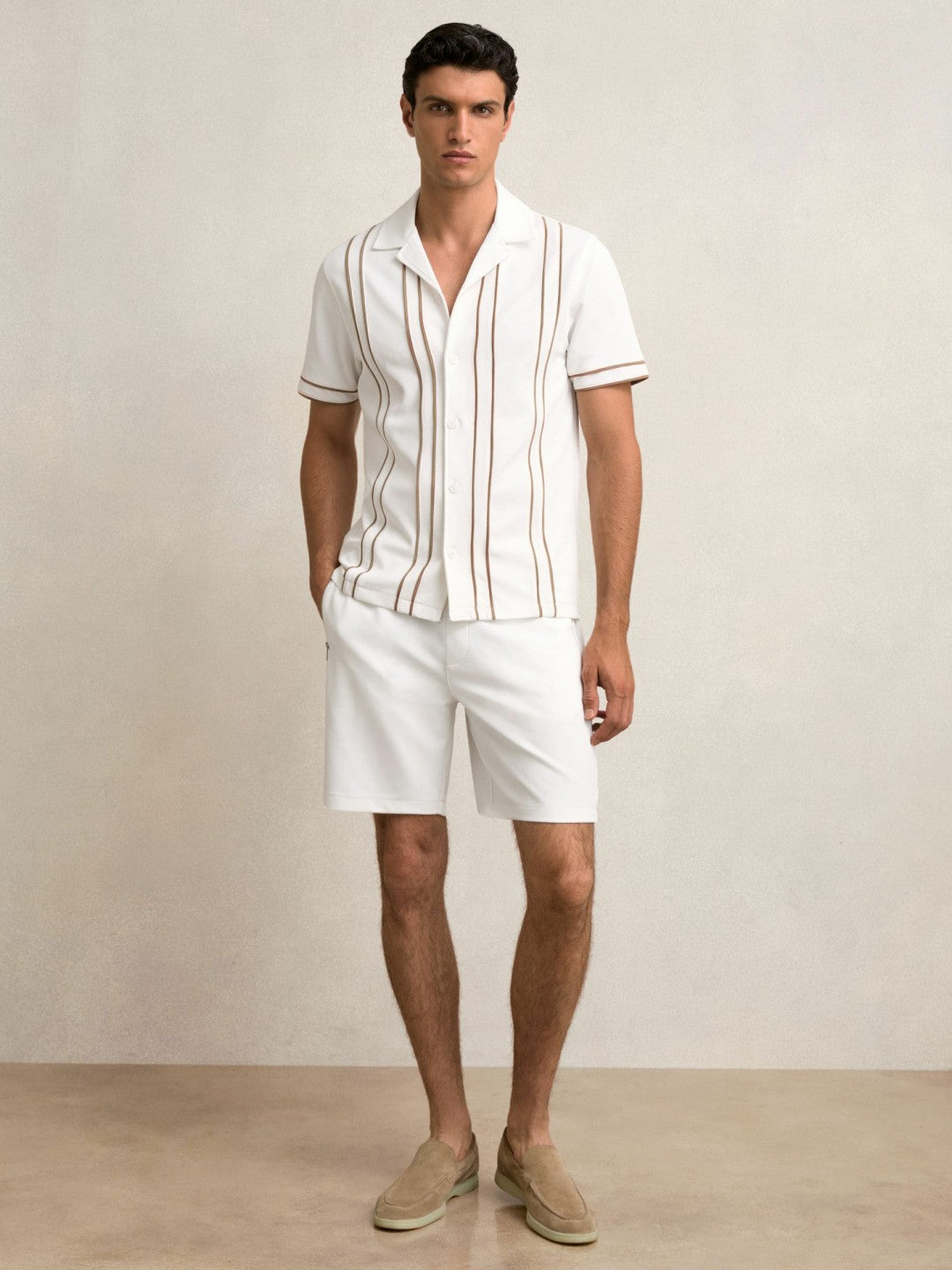 Reiss | Textured Drawstring Shorts in White
