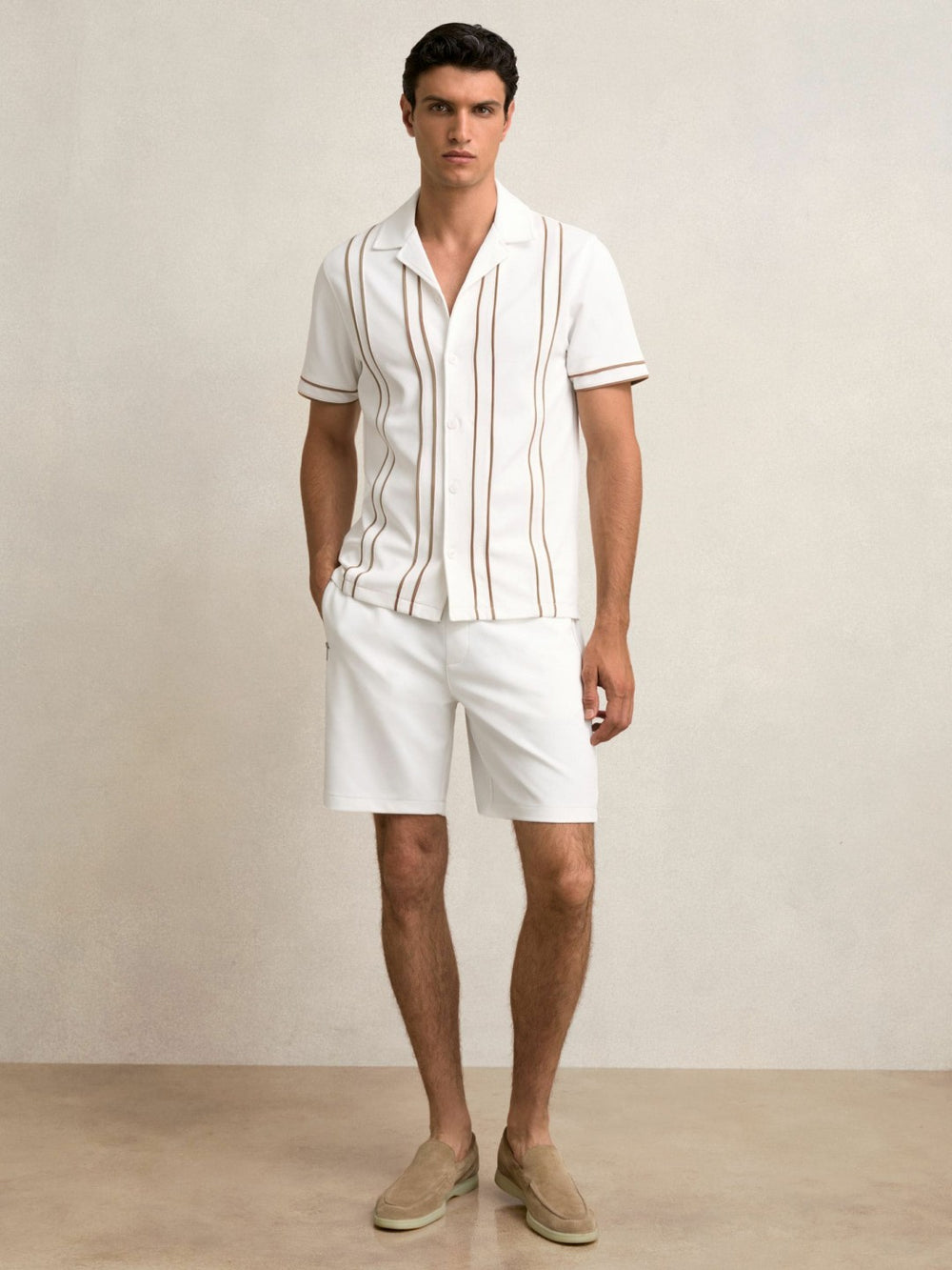 Reiss | Textured Drawstring Shorts in White
