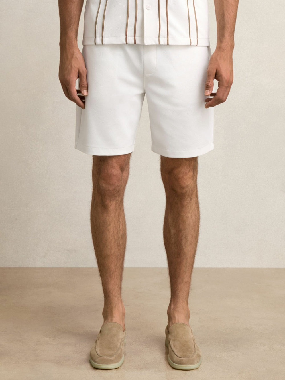 Reiss | Textured Drawstring Shorts in White