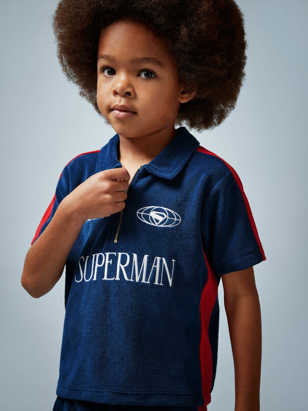 Reiss | 9-13 yrs Superman Towelling Polo Shirt in Blue/Red