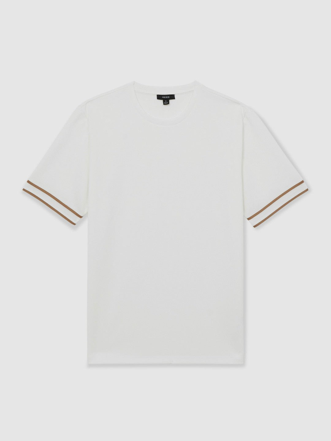 Reiss | Textured Crew-Neck Tipped T-Shirt in White