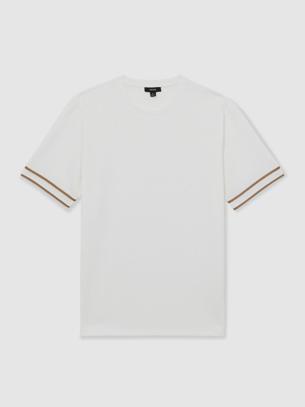 Reiss | Textured Crew-Neck Tipped T-Shirt in White
