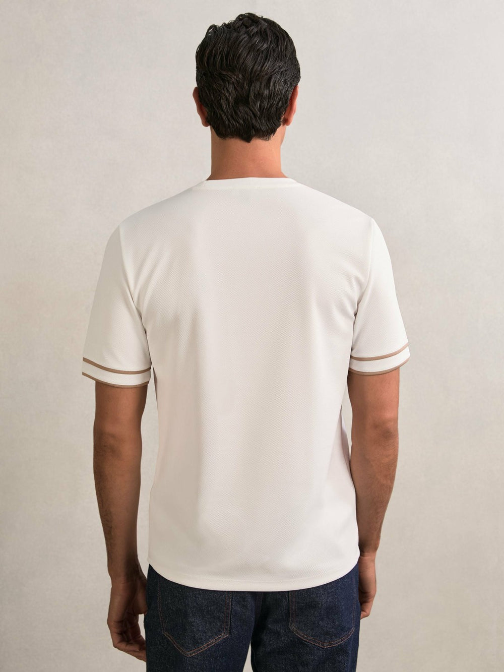 Reiss | Textured Crew-Neck Tipped T-Shirt in White
