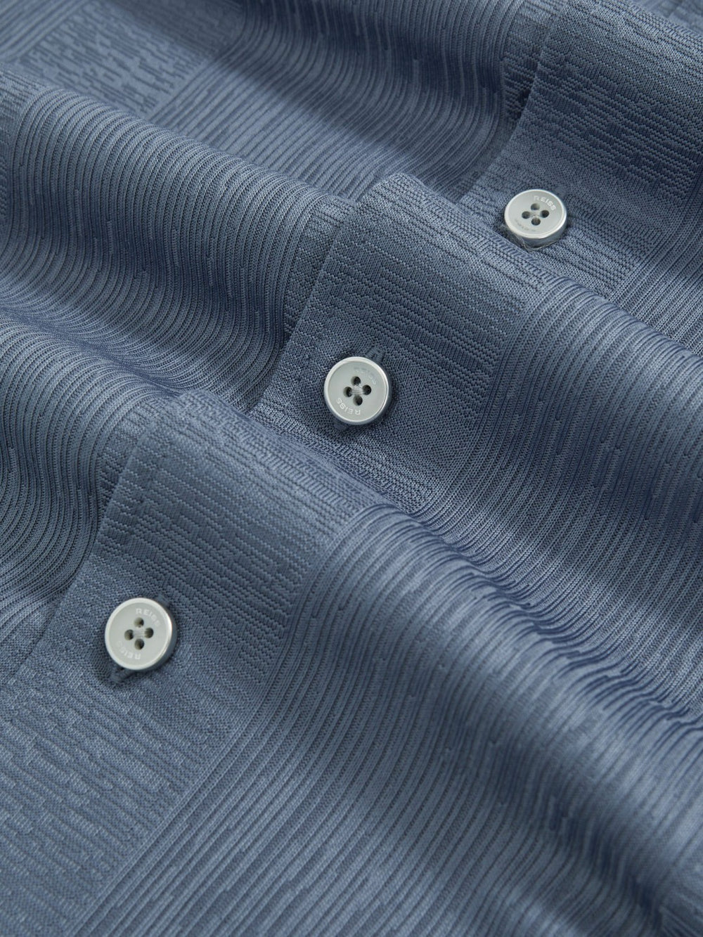 Reiss | Jacquard-Stripe Cuban-Collar Shirt in Airforce Blue