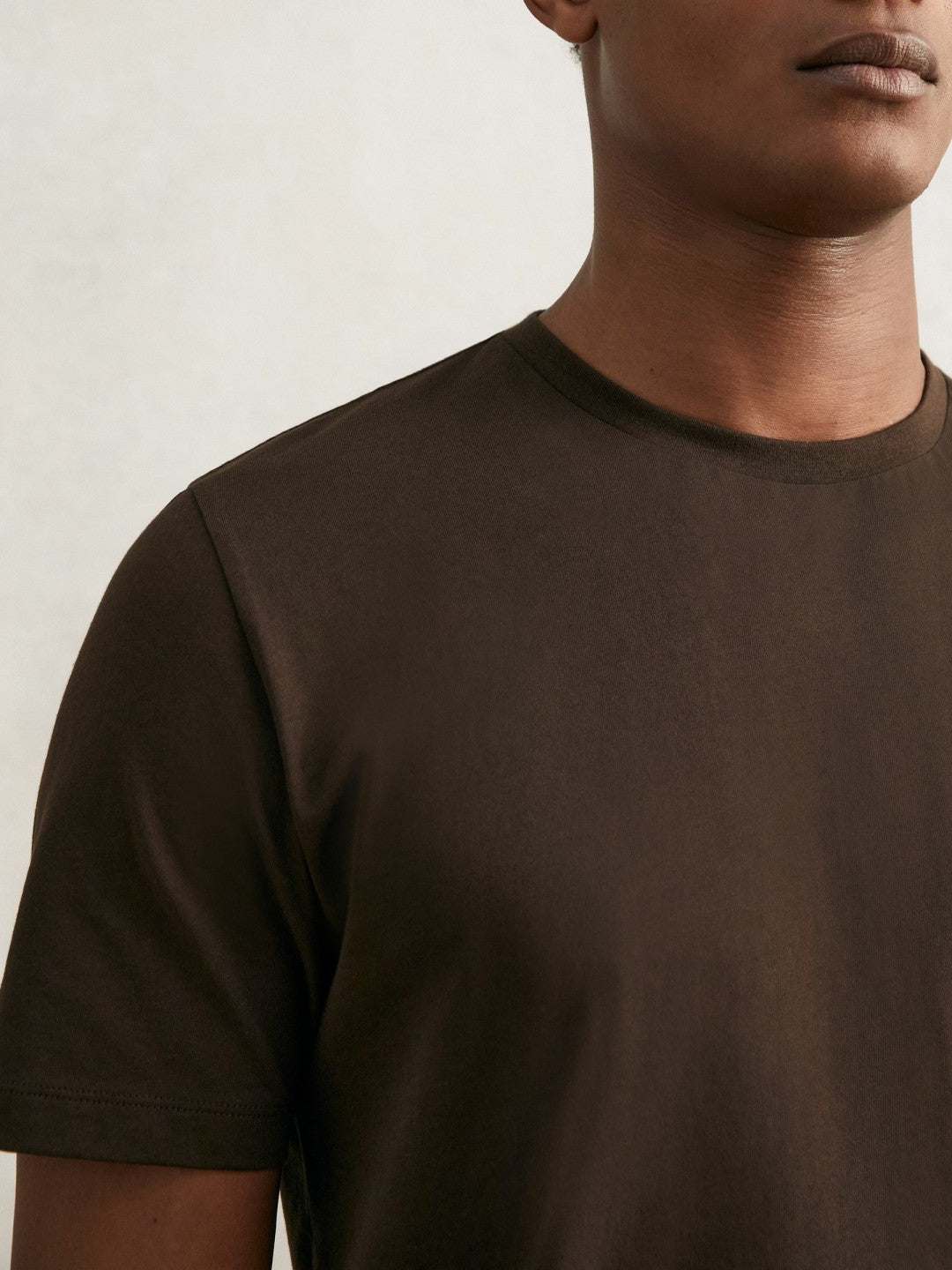 Reiss | Cotton Crew Neck T-Shirt in Coco Brown
