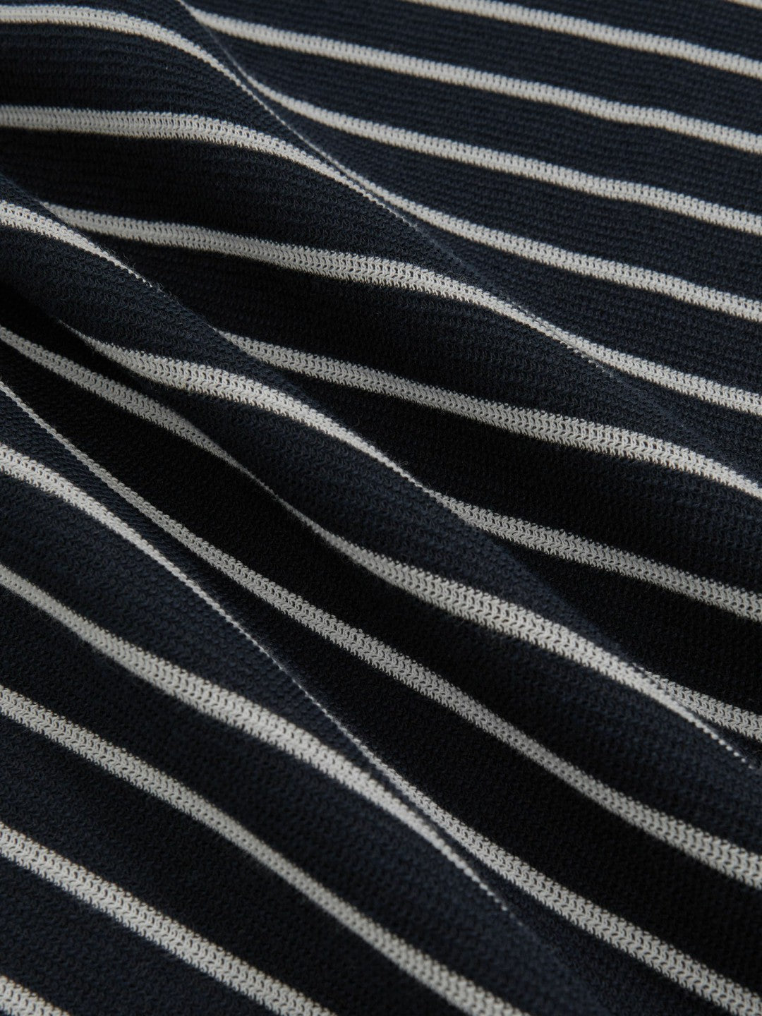 Reiss | Cotton Textured Stripe T-Shirt in White/Navy