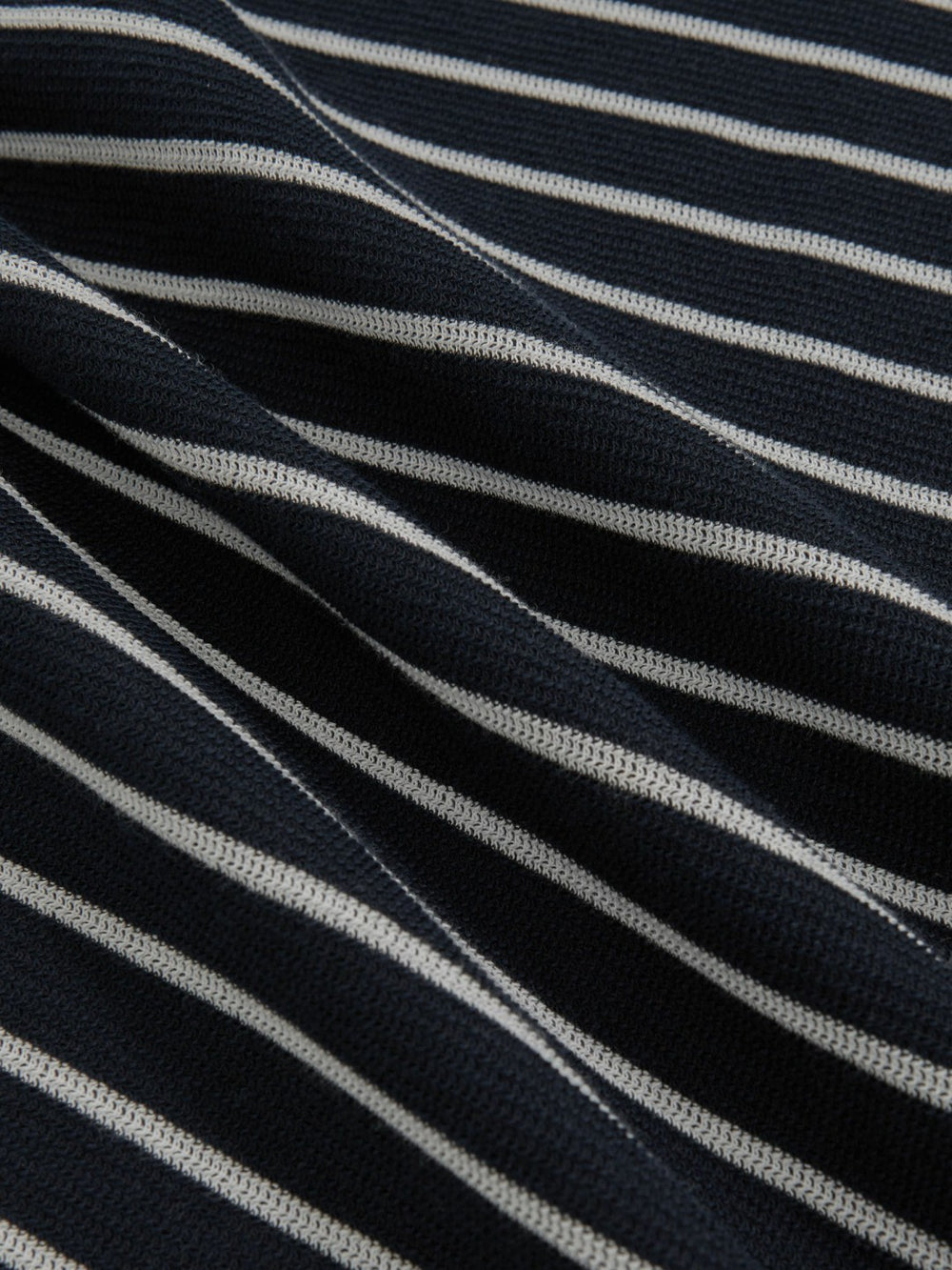 Reiss | Cotton Textured Stripe T-Shirt in White/Navy