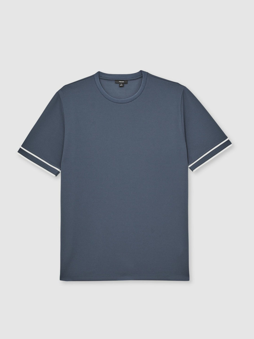 Reiss | Textured Crew-Neck Tipped T-Shirt in Airforce Blue