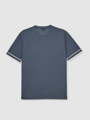 Reiss | Textured Crew-Neck Tipped T-Shirt in Airforce Blue