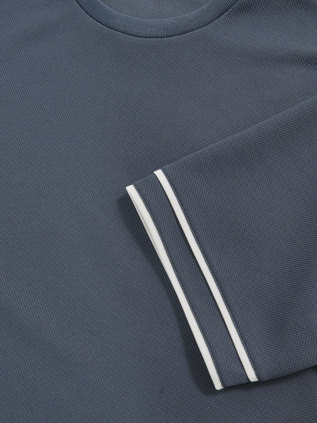 Reiss | Textured Crew-Neck Tipped T-Shirt in Airforce Blue