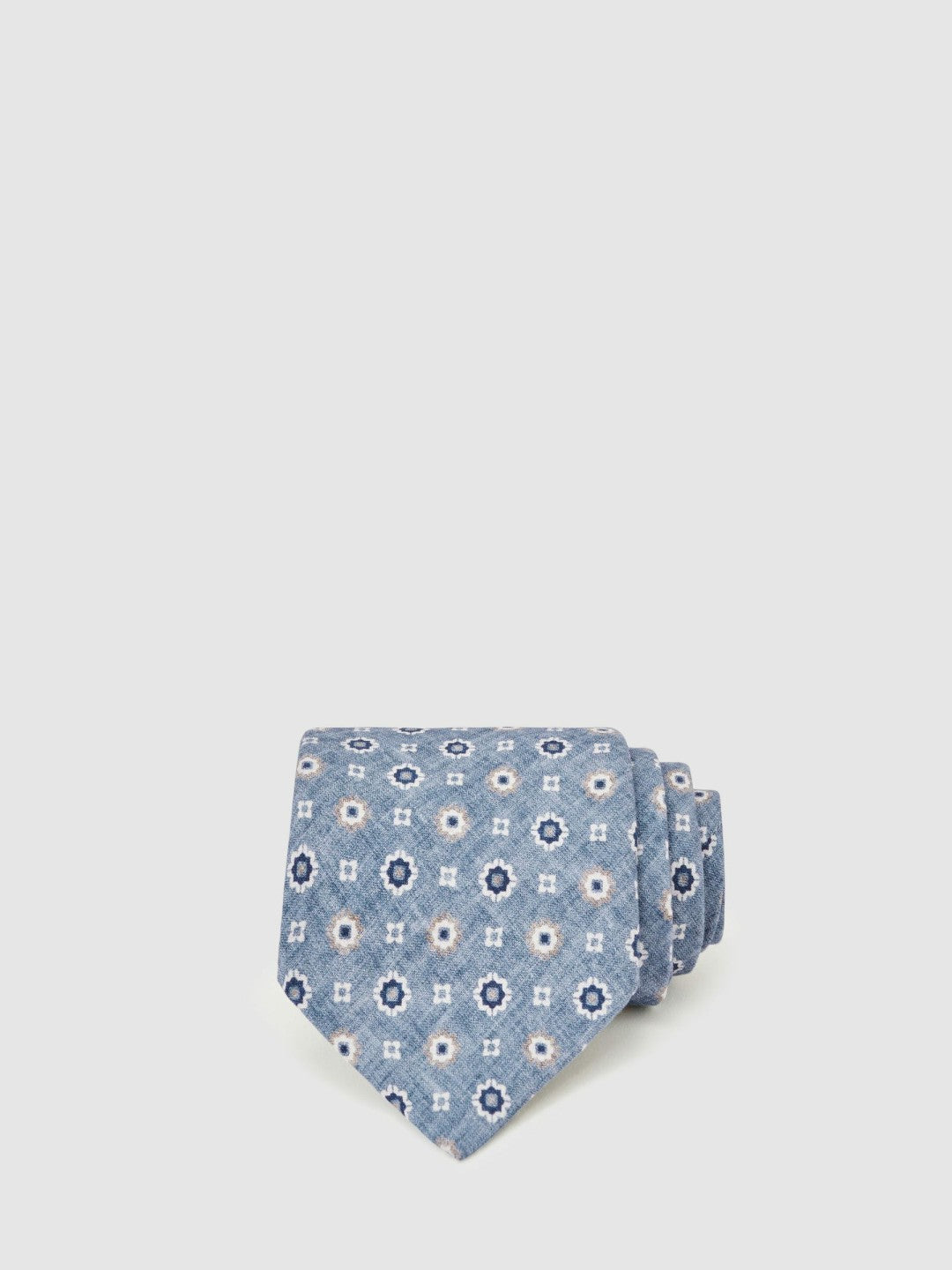 Reiss | Silk Floral-Medallion Tie in Soft Blue
