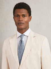 Reiss | Silk Floral-Medallion Tie in Soft Blue