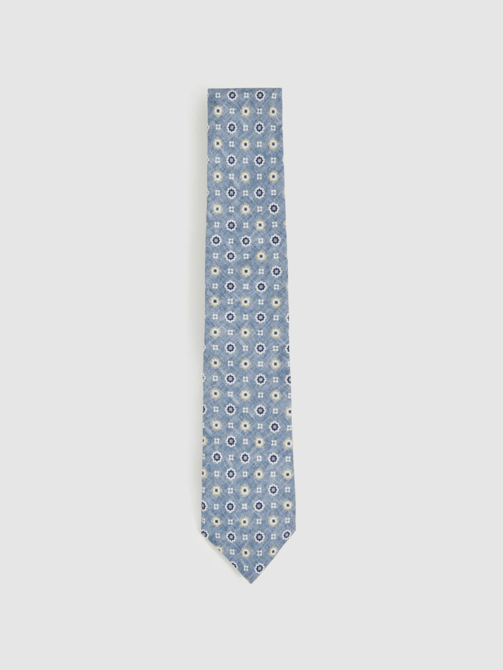 Reiss | Silk Floral-Medallion Tie in Soft Blue