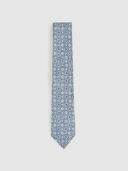 Reiss | Silk Floral-Medallion Tie in Soft Blue