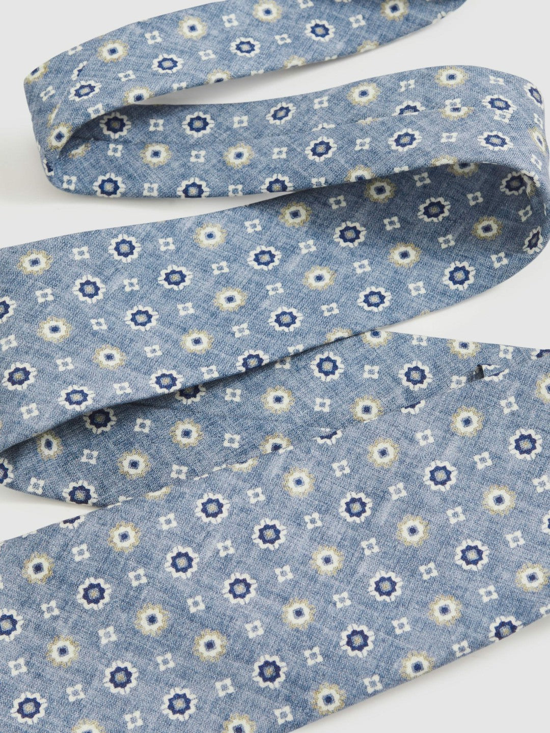 Reiss | Silk Floral-Medallion Tie in Soft Blue