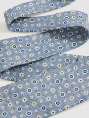 Reiss | Silk Floral-Medallion Tie in Soft Blue