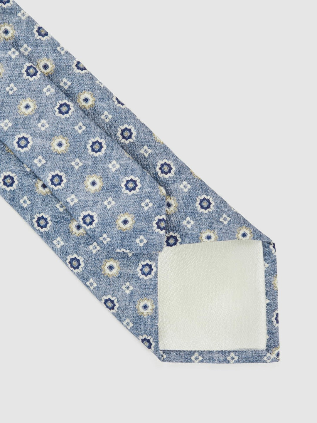 Reiss | Silk Floral-Medallion Tie in Soft Blue