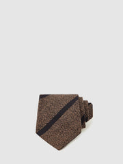 Reiss | Wool-Silk Striped Tie in Chocolate Brown