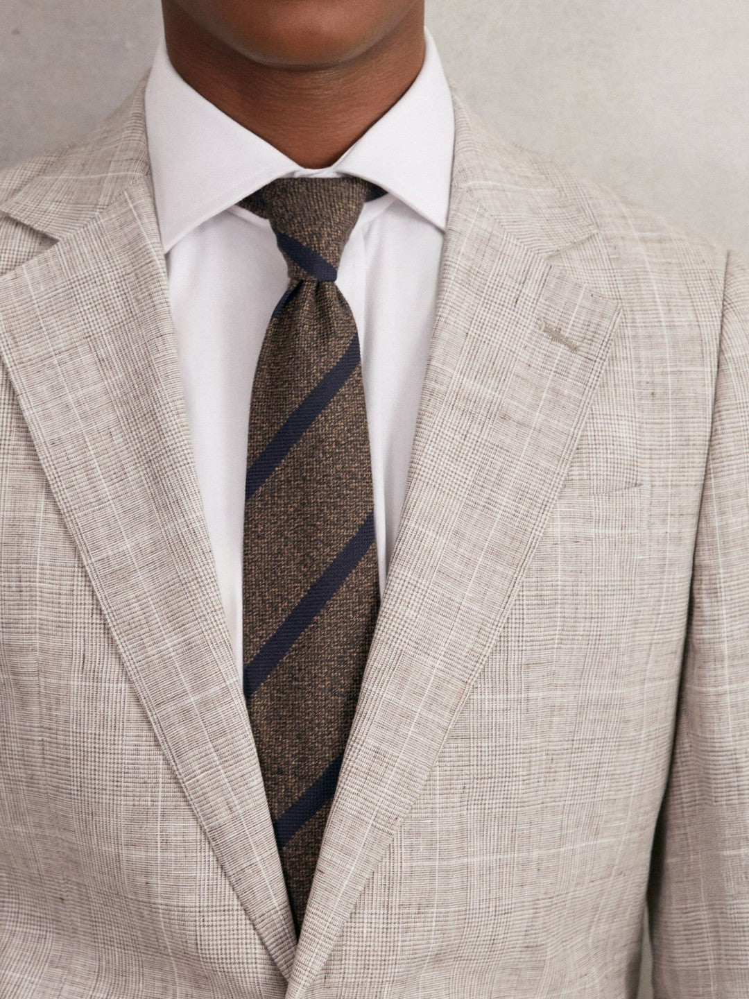 Reiss | Wool-Silk Striped Tie in Chocolate Brown