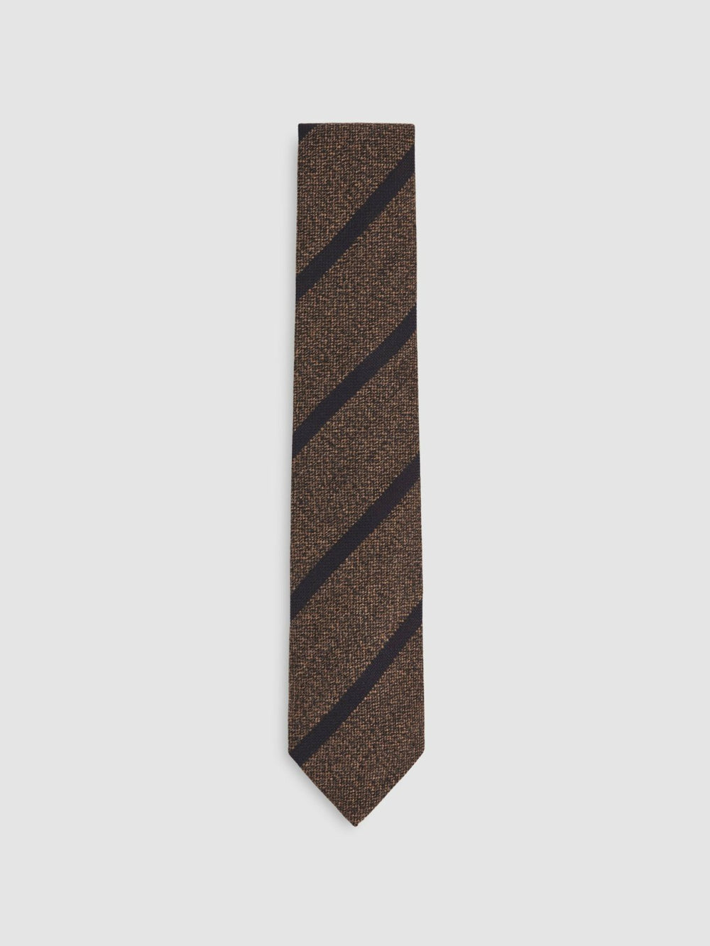 Reiss | Wool-Silk Striped Tie in Chocolate Brown