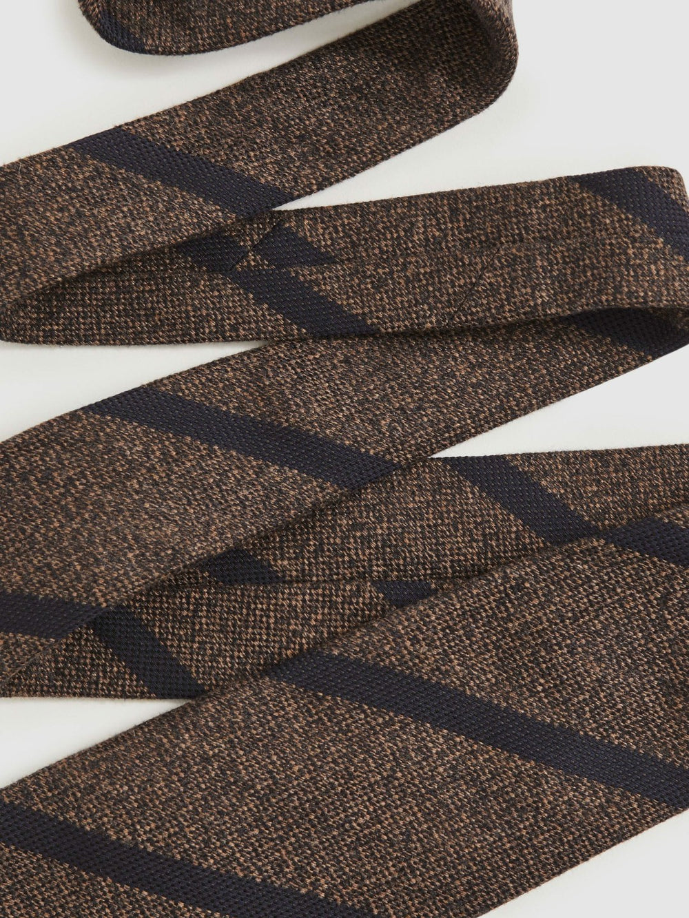 Reiss | Wool-Silk Striped Tie in Chocolate Brown