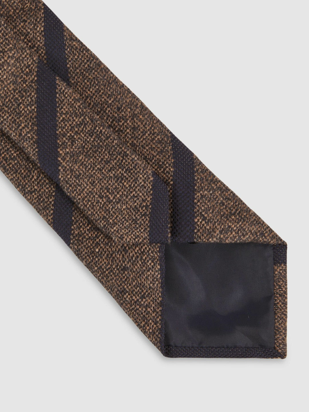 Reiss | Wool-Silk Striped Tie in Chocolate Brown