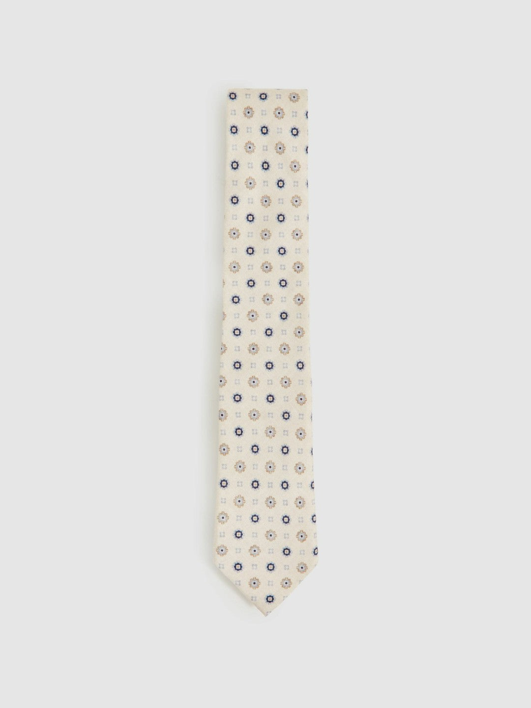 Reiss | Silk Floral-Medallion Tie in Ivory