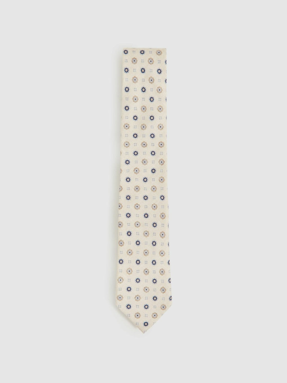 Reiss | Silk Floral-Medallion Tie in Ivory