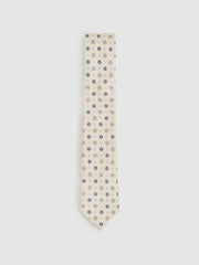 Reiss | Silk Floral-Medallion Tie in Ivory