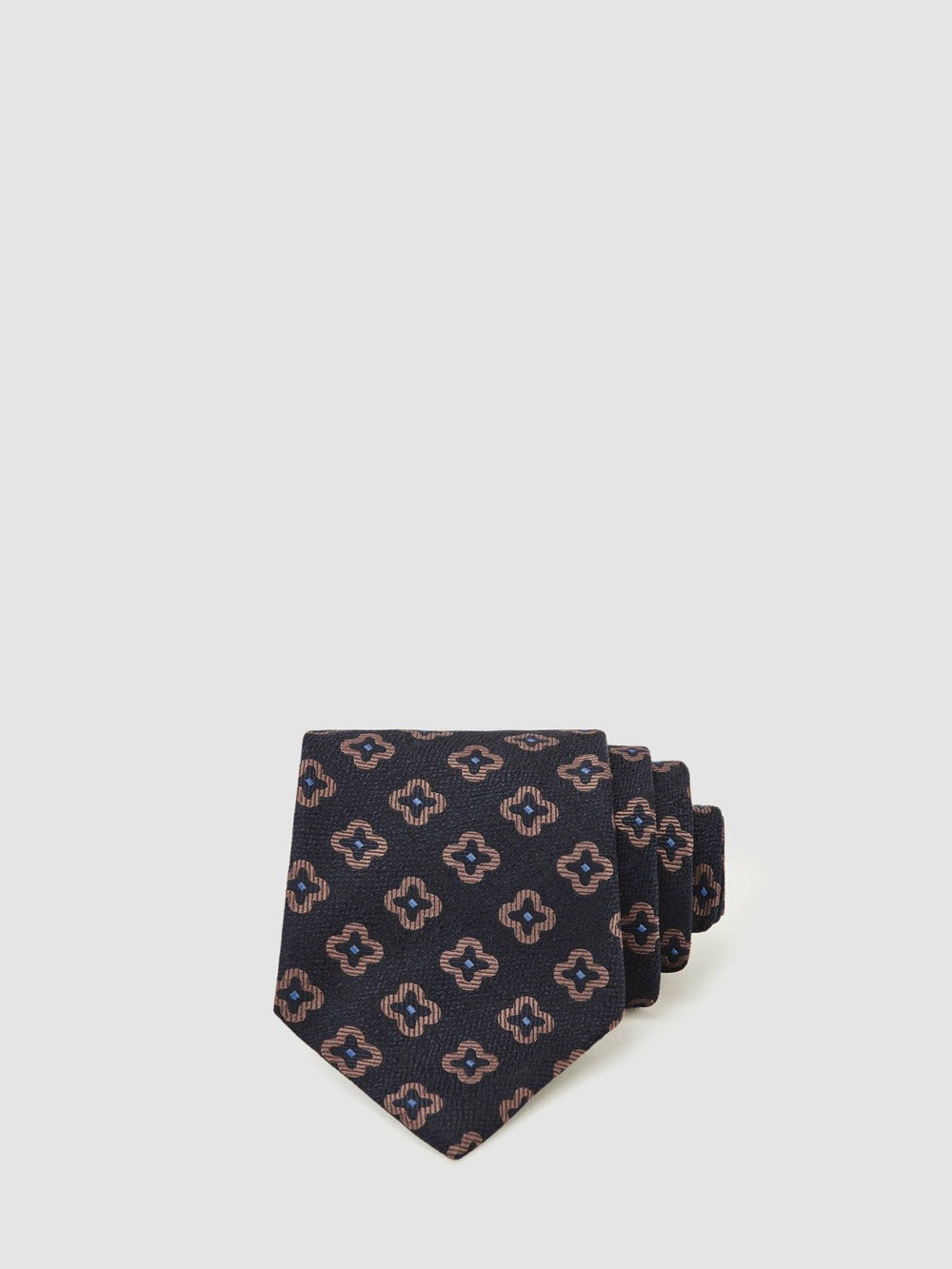 Reiss | Silk-Wool Floral-Medallion Tie in Navy