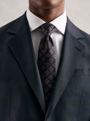 Reiss | Silk-Wool Floral-Medallion Tie in Navy