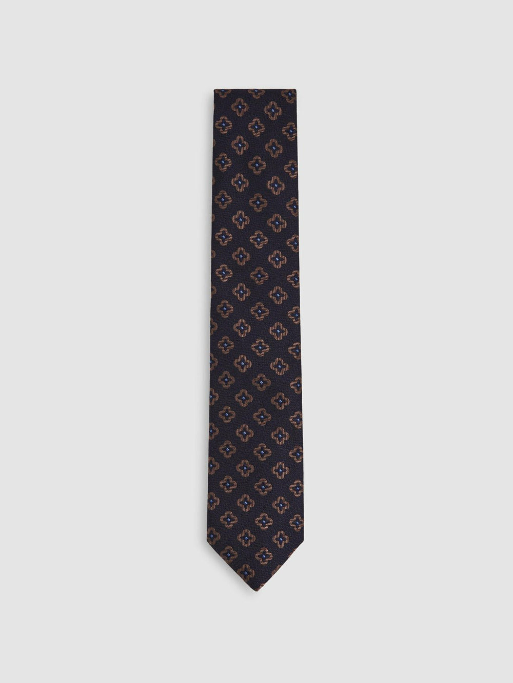 Reiss | Silk-Wool Floral-Medallion Tie in Navy