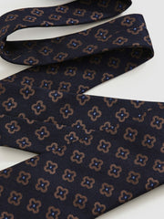Reiss | Silk-Wool Floral-Medallion Tie in Navy