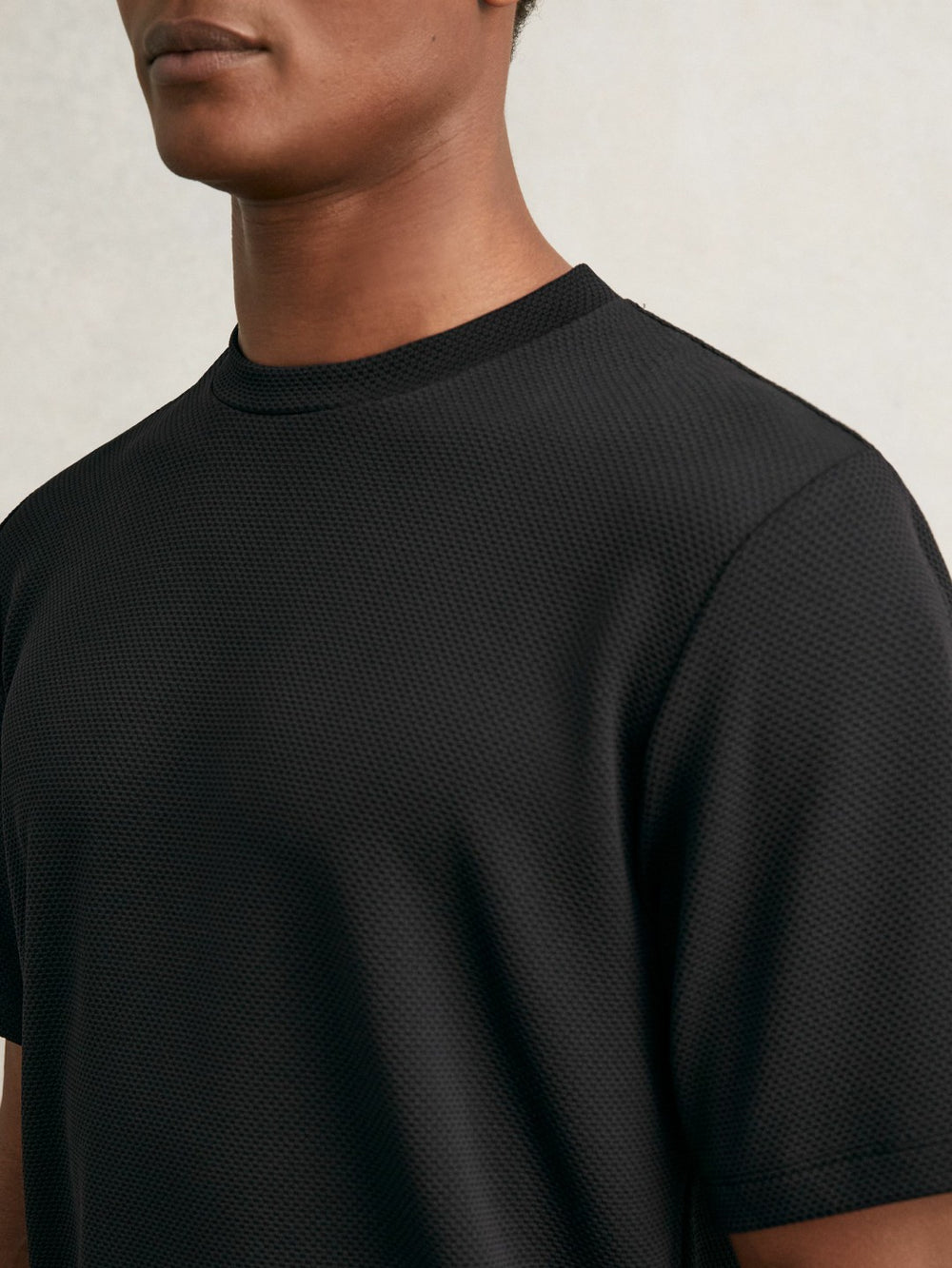 Reiss | Textured Crew-Neck T-Shirt in Black